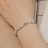 Round Cut Cubic Zirconia "MAMA" Bracelet in Sterling Silver/Gold