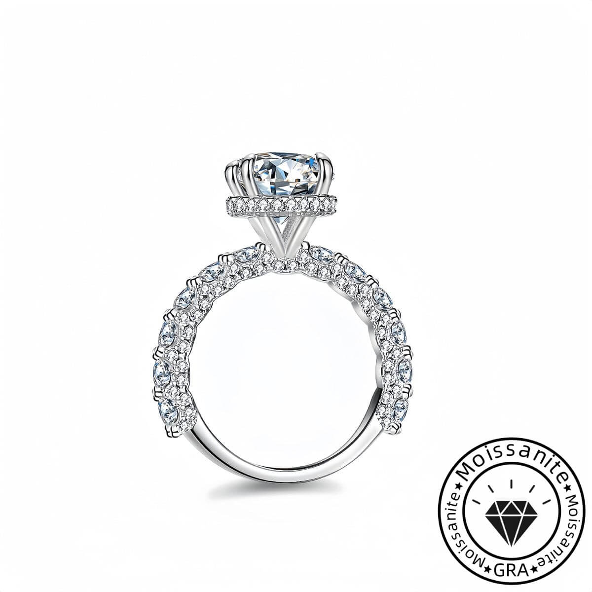 Solarii Moissanite 3.0ct Round Cut  925 Sterling Silver Engagement Ring