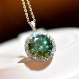 Moissanite 1.0ct Round Cut Emerald 925 Sterling Silver Necklace