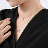 Layered Moon&Star Deaign 925 Sterling Silver Necklace