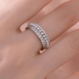 925 Sterling Silver Three-Row Band With Pearl Wedding Band