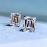 Timeless Emerald Cut Women's Stud Earrings In Sterling Silver