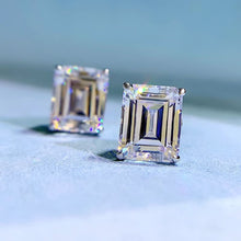 Timeless Emerald Cut Women's Stud Earrings In Sterling Silver
