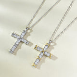 Exquisite Round Cut Cross 925 Sterling Silver Necklace