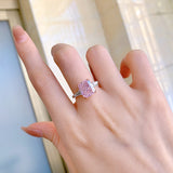 Radiant Cut Pink Stone Ring with Rose Gold Plating - 925 Sterling Silver