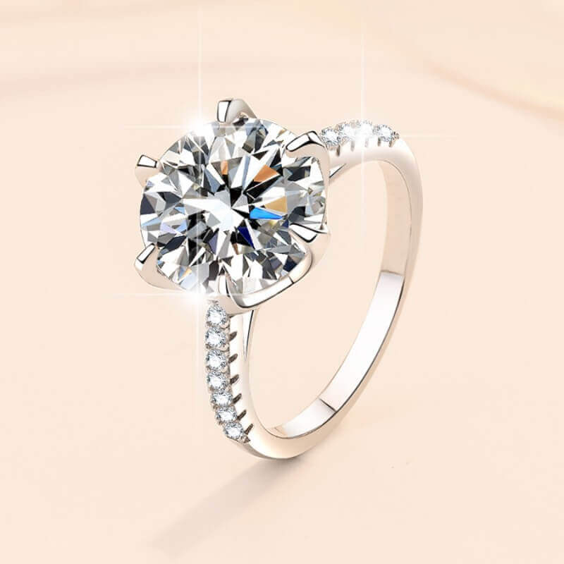 Moissanite 5.0ct Round Cut 6 Prong Engagement Ring