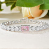 Pristine Radiant Cut Pink Stone Bracelet with White Accent Stones for Women