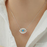 Evil Eye Blue Stone Sterling Silver Necklace