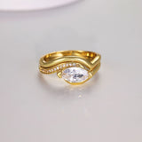 Unique Marquise Cut 1.0ct Pave Moissanite Ring Sets
