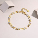 Round Cut Stone Bracelet with Yellow Gold Plating, 925 Sterling Silver