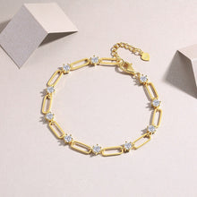 Round Cut Stone Bracelet with Yellow Gold Plating, 925 Sterling Silver