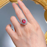 Gorgeous Flower Shape 3.0ct Oval Cut Ruby Engagement Ring