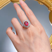 Gorgeous Flower Shape 3.0ct Oval Cut Ruby Engagement Ring