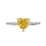 Heart Cut Yellow Stone Sterling Silver Engagement Ring