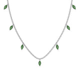 Marquise Cut Green Stone Necklace in 925 Sterling Silver