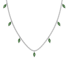 Marquise Cut Green Stone Necklace in 925 Sterling Silver