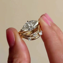 Simulated Diamonds 1.0ct Marquise Cut Sterling Silver 3PC Wedding Ring Set