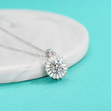 Round Cut Moissanite Radiant Sun Necklace with White Gold Plating, 925 Sterling Silver