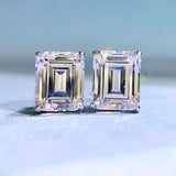 Timeless Emerald Cut Women's Stud Earrings In Sterling Silver
