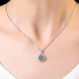 Moissanite 1.0ct Round Cut Emerald 925 Sterling Silver Necklace