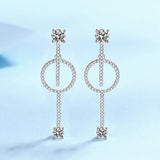 Round Cut White Stone Hoop Earrings in White Gold Plating with Moissanite, 925 Sterling Silver