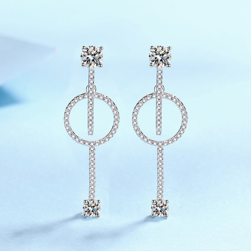 Round Cut White Stone Hoop Earrings in White Gold Plating with Moissanite, 925 Sterling Silver