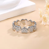 Heart Hollow Design Round Cut White Gold Plated 925 Sterling Silver Moissanite Ring