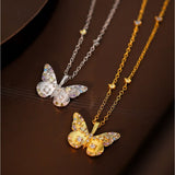 Opulent Round Cut Butterfly Design 925 Sterling Silver Necklace