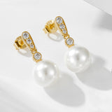 Sparkling Pearl Earrings In Sterling Silver For Woman