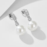 Sparkling Pearl Earrings In Sterling Silver For Woman