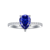 Stunning 2.5ct Sapphire Pear Cut Engagement Ring In Sterling Silver