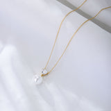 Enchanting Pearl&Heart Cut Stone Necklace In Sterling Silver For Woman