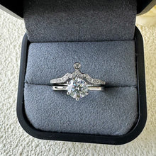 Solarii Moissanite  1.0ct Round Cut  925 Sterling Silver Wedding Ring Set