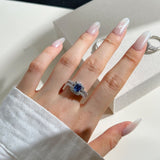 Radiant Cut Blue Stone Sterling Silver Engagement Ring