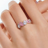 925 Sterling Silver Multi Color Five Stone Pear Cut Wedding Ring