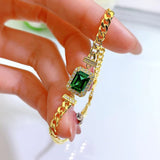 Polished Emerald Cut Bracelet for Emerald Green Women