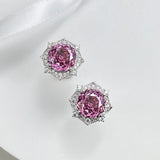 Vintage Rose Cut Pink Stone 925 Sterling Silver Earrings