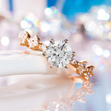 Round Cut White Stone Ring with Yellow Gold Plating - 925 Sterling Silver