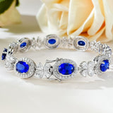 Exquisite Oval Cut Blue Stone Bracelet for Women