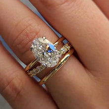 Luxurious 3PC 3.5ct Oval Cut Wedding Ring Set In Sterling Silver