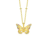 Opulent Round Cut Butterfly Design 925 Sterling Silver Necklace