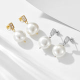 Radiant Pearl Drop Earrings In Sterling Silver For Woman