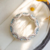 Solarii X Lustrous Oval Cut Aquamarine Blue Wedding Ring In 925 Sterling Silver