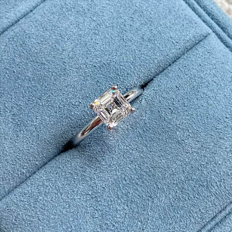 Exquisite Asscher Cut 1.2ct Engagement Ring In Sterling Silver
