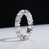 Solarii Moissanite 4.8ct Round Cut & Heart Cut Full Eternity Ring 925 Sterling Silver Wedding Band