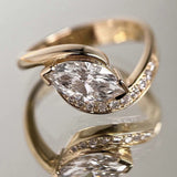 Unique Marquise Cut 1.0ct Pave Moissanite Ring Sets