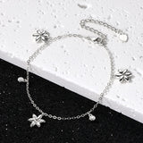 Flower Charm Bracelet with White Gold and Yellow Gold Plating, 925 Sterling Silver