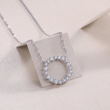 Round Cut Halo Circle Necklace with White Gold Plating, 925 Sterling Silver