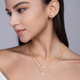 Pear and Marquise Cut Moissanite Multi-layer Necklace with Yellow Gold Plating, 925 Sterling Silver