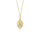 Intricate Pave  Leaf Design 925 Sterling Silver Necklace